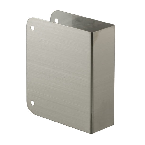 Prime-Line MP9492 Cerradura en blanco de acero inoxidable y placa de refuerzo de puerta para puertas de 1-3/4 pulgadas de grosor, acabado en acero inoxidable (paquete individual)