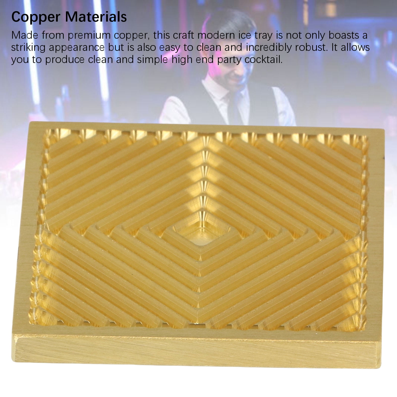 NFTIGB Ice Cube Maker Design Tray Copper Ice Press Craft Modern Ice Cube Stamp for Cocktail Bartender Bar Party A03