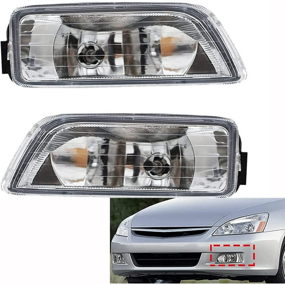 EPOTOOR 1 Pair of Clear Bumper Driving Fog Lights Assembly Left & Right Side Replacement for 2003-2007 Honda Accord 4-Door Sedan