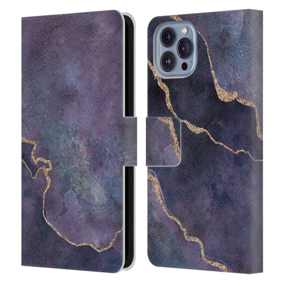 Head Case Designs Officially Licensed LebensArt Mineral Marble Purple Leather Book Wallet Case Cover Compatible with Apple iPhone 14