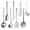 Silver, variant on Stainless Steel Kitchen Utensil Set -8 Cooking Utensils, Colorful Titanium Plated Set Kitchen Tools Gadgets Cake Shovels/Plain Spatula, Potato Masher, Spoon, Slotted Spoon-Rainbow Color