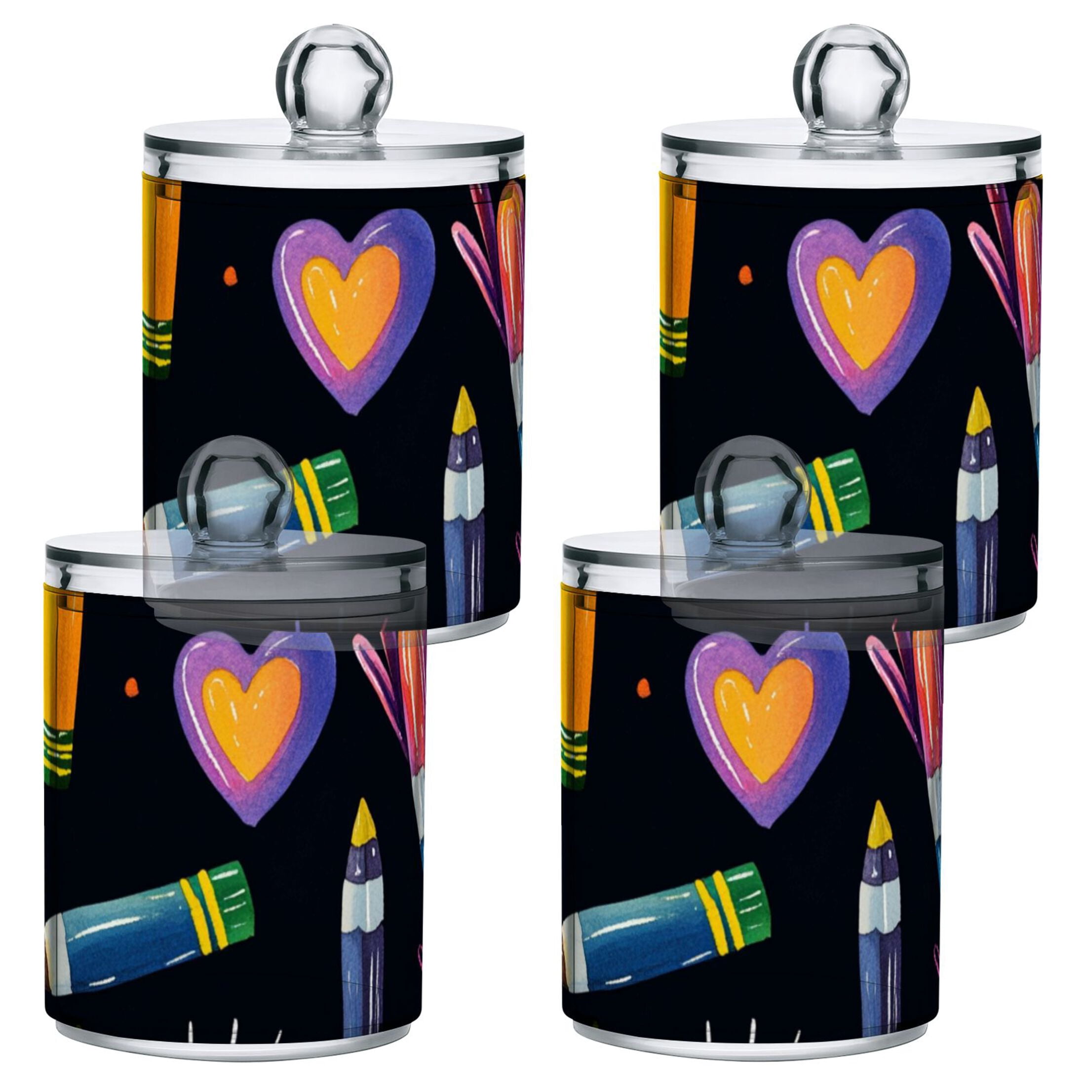 Ckdifva Crayons Rainbows Storage Jar with Lid Acrylic Organization Storage Containers Set of 4