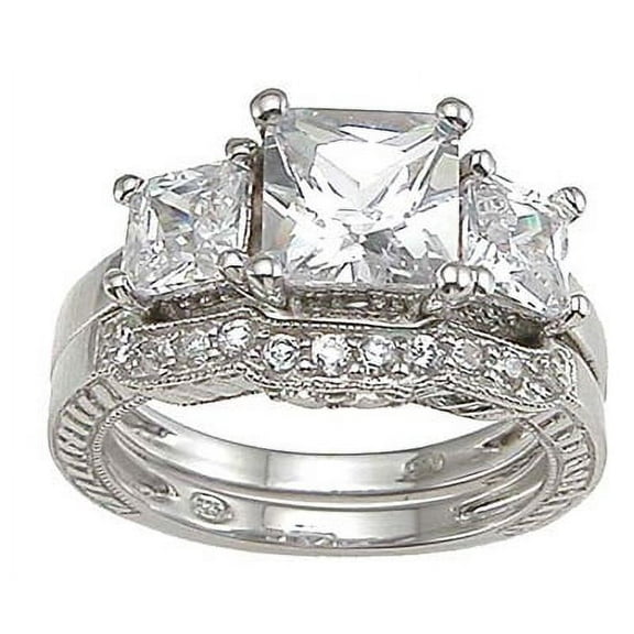 Three Stone Sterling Silver Rings for Women Wedding Ring Set Make Great Gifts for Girlfriend