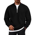 thumbnail image 2 of Trgacdwlo Quarter Zip Fleece Sweatshirt Men Fuzzy Long Sleeve Men's Pullover Shirts Solid Color Fall Winter Warm Cotton Sweatshirts for Men with Pocket M, 2 of 6