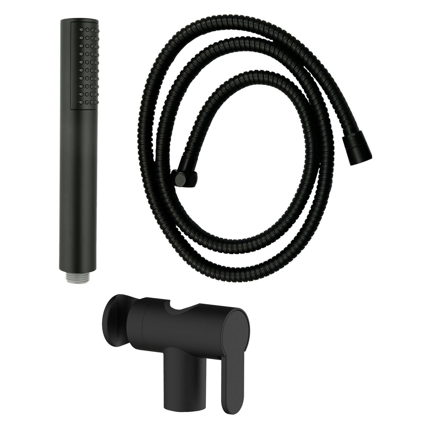 akuaplus® 1-Spray Matte Black Round Shower Head with Adjustable Post