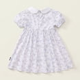 thumbnail image 5 of YHAJDS Girls Short Sleeve Dress Ruffle Bow Applique Solid Color Casual Top, 5 of 5