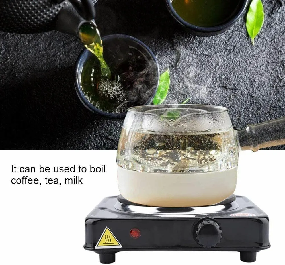 Wallfire Portable Heating Hot Plate Stove, 1000W Countertop Single Flat Electric Hot Burner, 5 Temperature Adjustments,  Electric Single Burner for Dorm Office Home Camp,Black