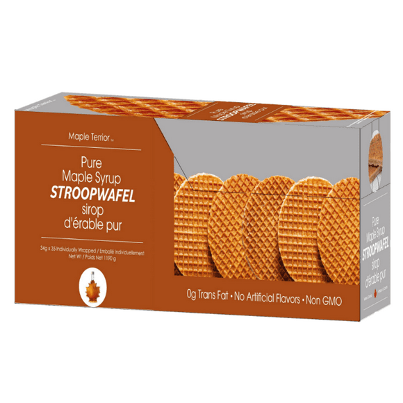 Maple Terroir Biscuits Stroopwafel à l'Érable Pur Boîte de 1 190 G x 2 (34 G x 70 Pièces)
