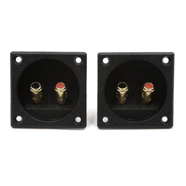 2pcs 2 Way Black Car Binding Post Speaker Box Terminal Cup Plate