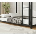 thumbnail image 2 of Low Bunk Bed, Twin Over Twin Low Bunk Bed - Sturdy Steel Frame with Ladder and Full-Length Guardrail, High Weight Capacity (350lb Upper, 500lb Lower), Easy Assembly, Black, 2 of 9