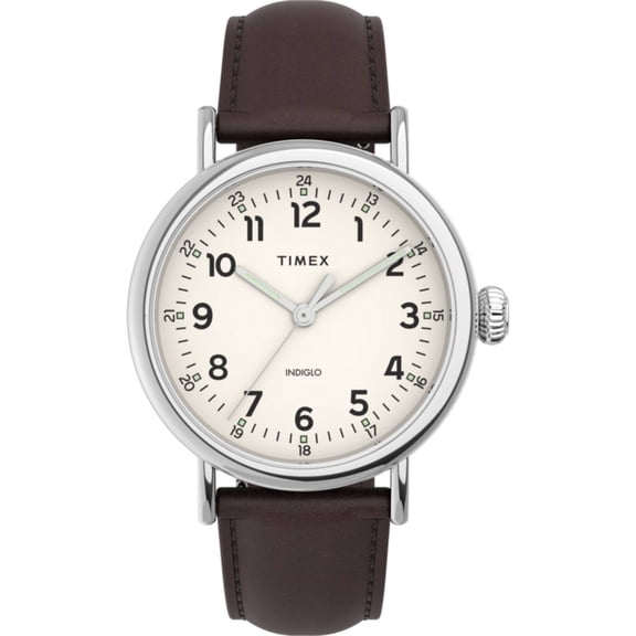Timex TW2V27800 Men's Standard Quartz Cream Dial Black Strap Watch