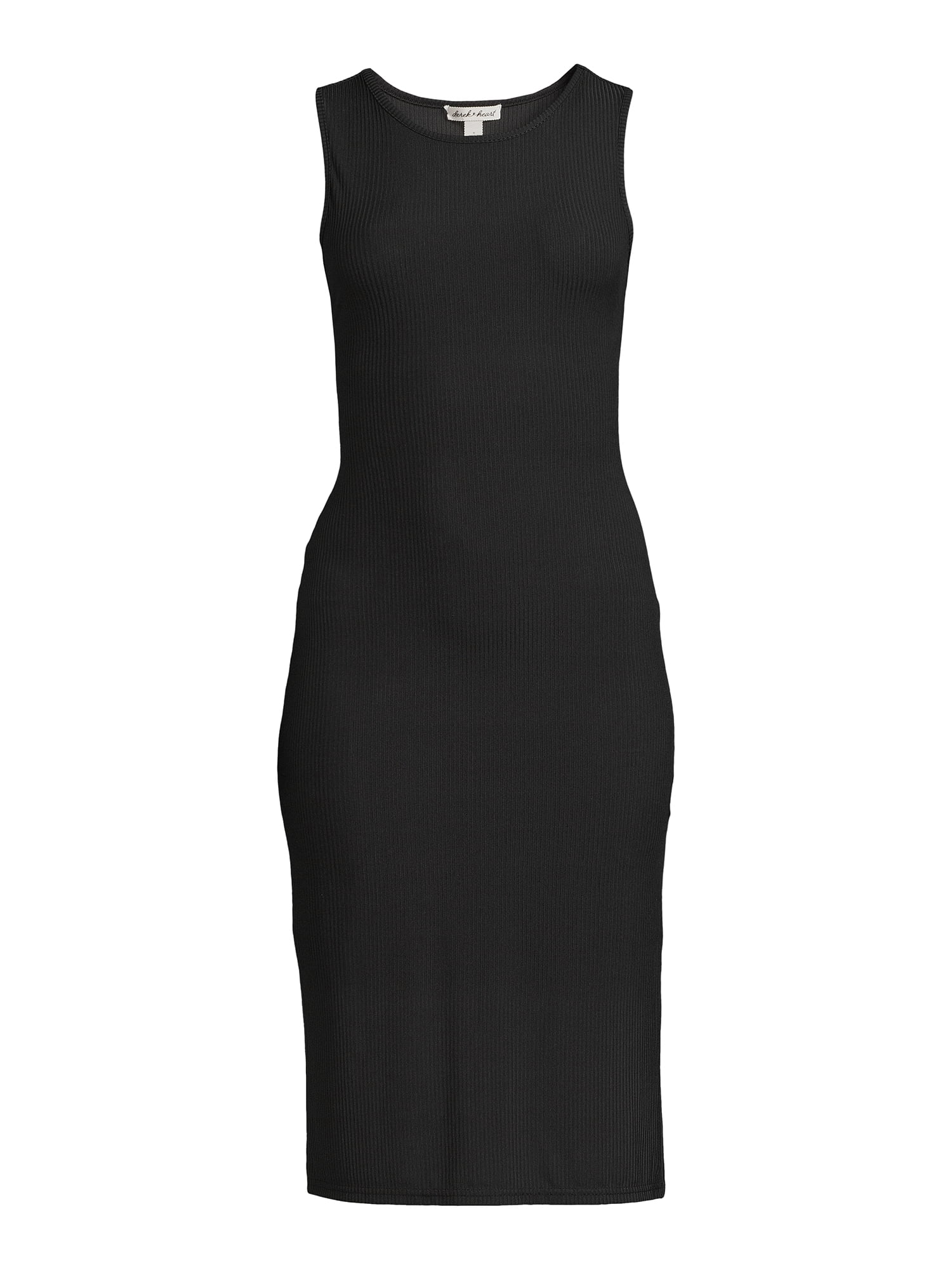 Derek Heart Women's Junior Sleeveless Tank Ribbed Bodycon Midi Dress with Side Slit