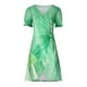thumbnail image 4 of Puntoco Vestido De Manga Corta Con Cuello En V, Vestido De Botones De Manga Corta Con Cuello En V Y Dobladillo Irregular Con Estampado De Verano Para Mujer Verde S, 4 of 6