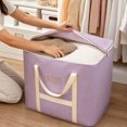 thumbnail image 4 of Large Non-Woven Quilt Storage Bag Style Foldable Clothes Bedding Organizer Box Bin 20x20x16 Inches Thick Moving Storage Tote, 4 of 6