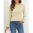 thumbnail image 2 of Women's Long Sleeve Fall T-Shirts Slim Fit Crewneck Textured Casual Knit Work Tops, 2 of 4