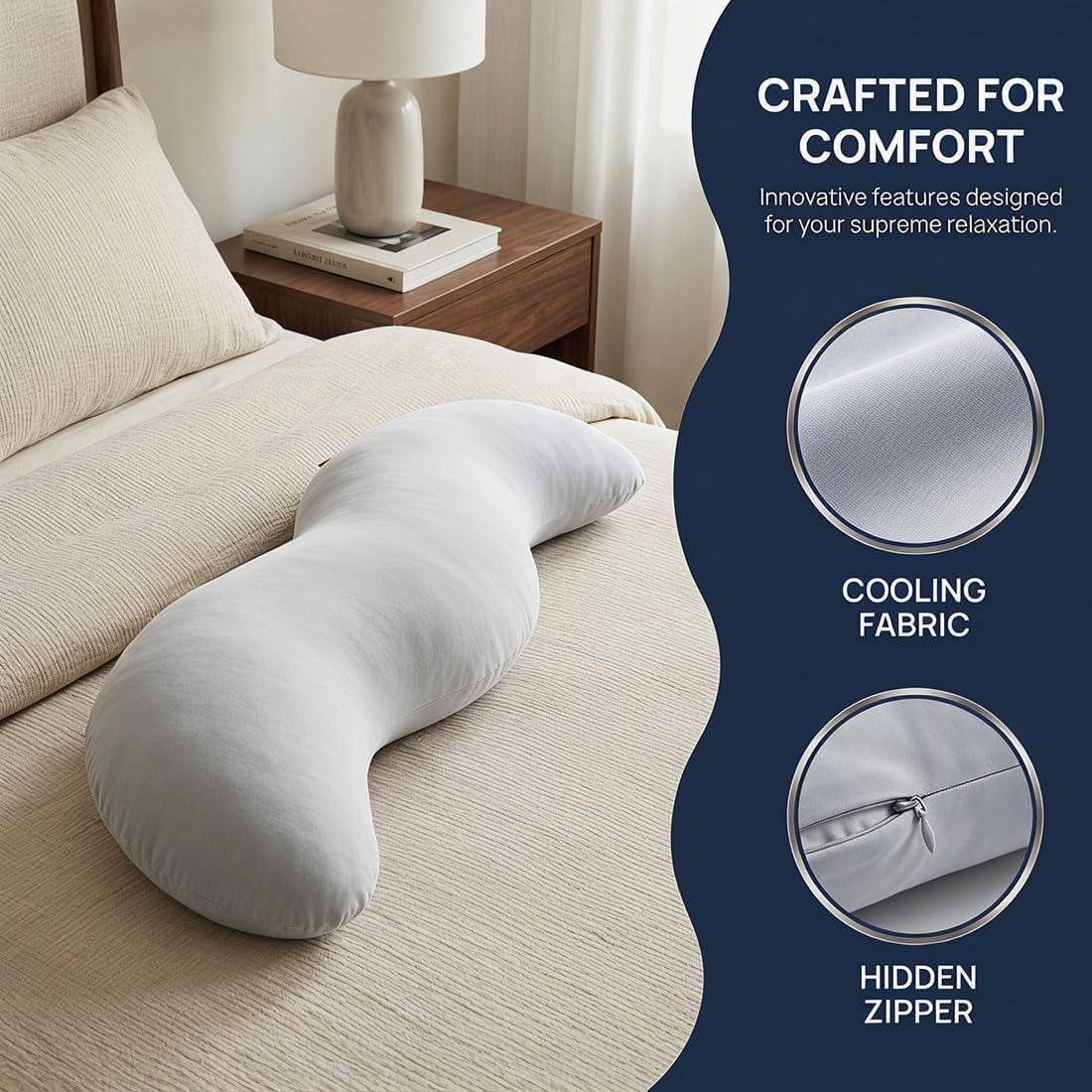 Pea Pod Body Pillow for Adults  Side Sleeper,  Soft and Supportive Pillow for Sleeping