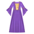 thumbnail image 5 of TiaoBug Kids Girls Medieval Renaissance Princess Costume Flared Sleeve Retro Dress Halloween Cosplay Fancy Dress Up Lavender 6, 5 of 7