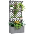 thumbnail image 1 of Outsunny Jardinière Surélevée avec Treillis et Tablette pour Plantes, Gris, 1 of 10