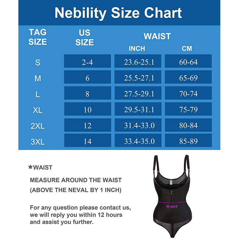 Buy Nebility Womens' Waist Trainer Open Bust Zipper Latex Shapewear Bodysuit,  Black, S at