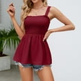 thumbnail image 3 of Mittory Women's Summer Ruffle Hem Smocked Tank Tops Sleeveless Strappy Cami Blouse Peplum Top Square Neck Babydoll Shirts, 3 of 7