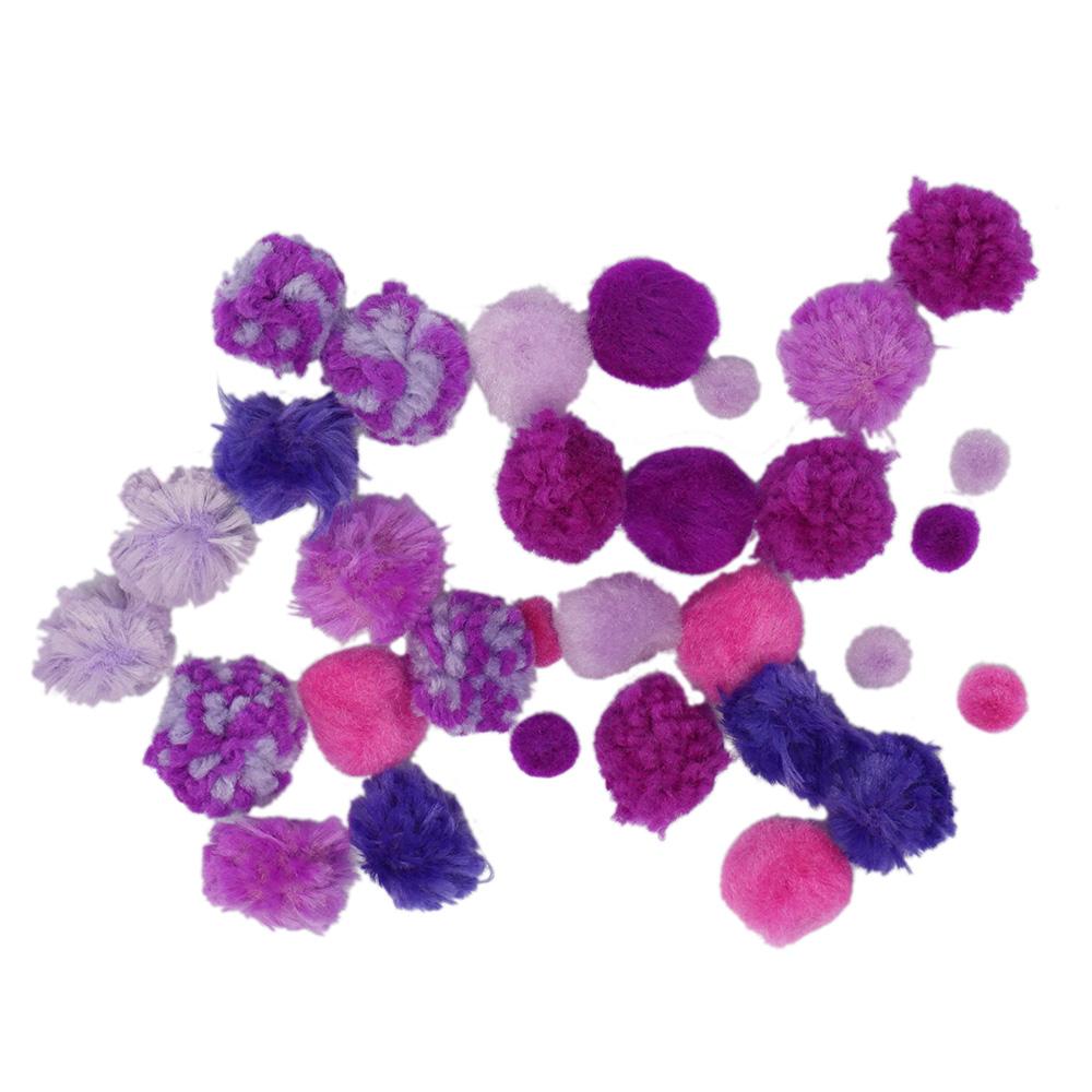 Colorful Craft Pom Poms Mix, Assorted Sizes, 30-Piece 