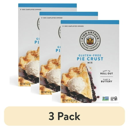 (3 pack) King Arthur Baking Company, Non-GMO Project Verified, Certified Gluten-Free Pie Crust Mix, 14 oz Box