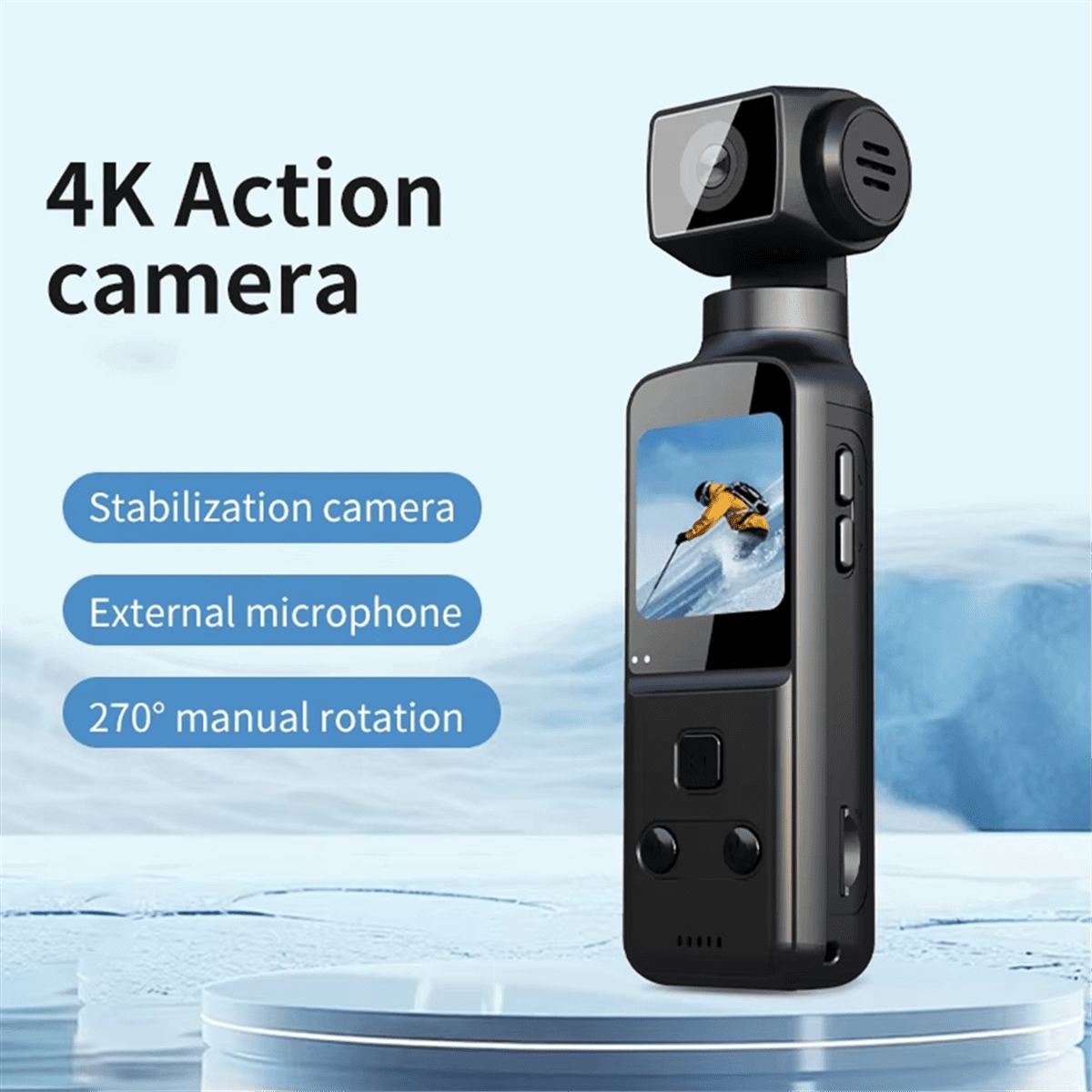 4K Pocket Digital Camera 1.33Inch Screen 270 Degrees Rotate Wifi Transmission Record Portable Sport Motion