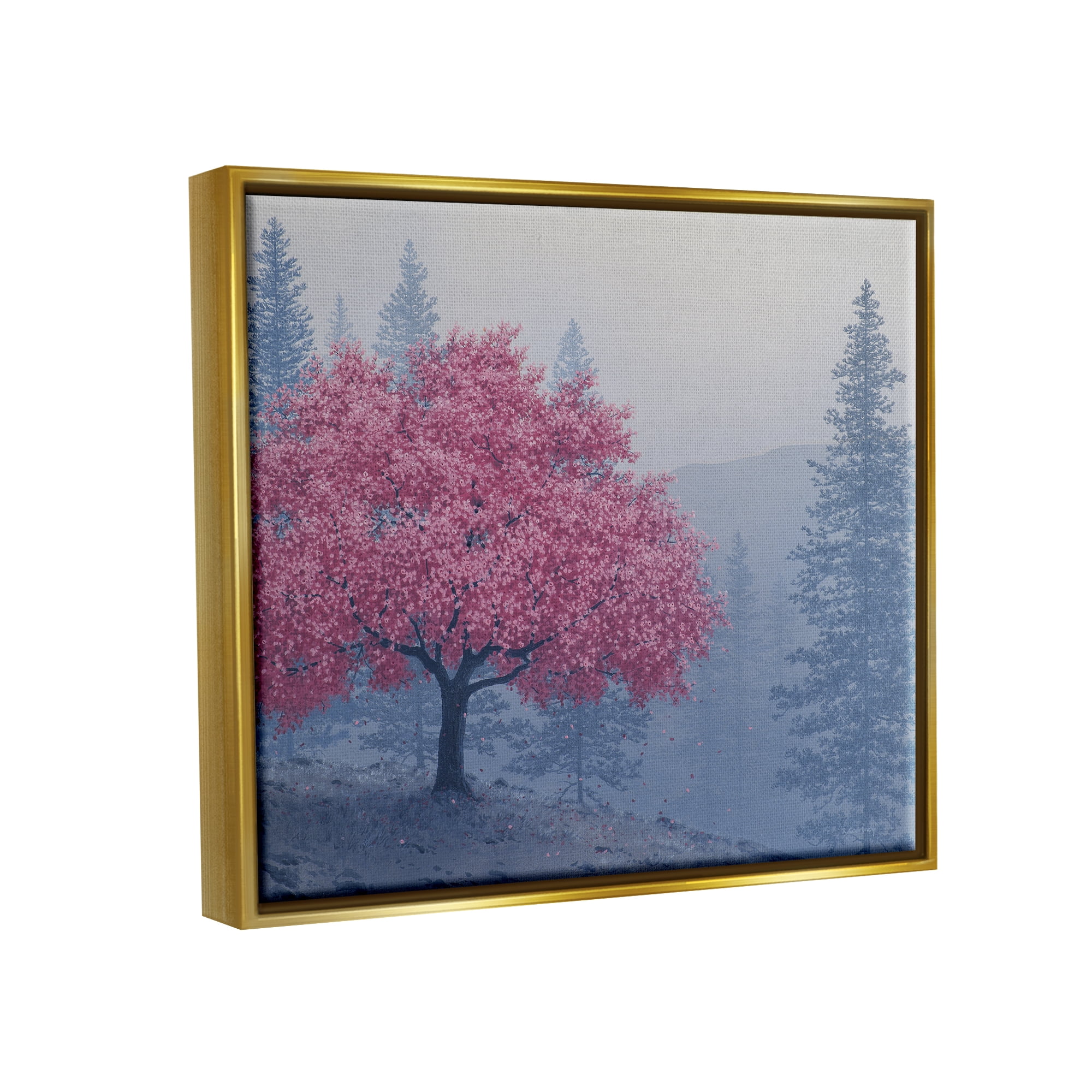 Stupell Pink Cherry Blossom Nature Landscape Landscape Photography Gold Floater Framed Art Print Wall Art