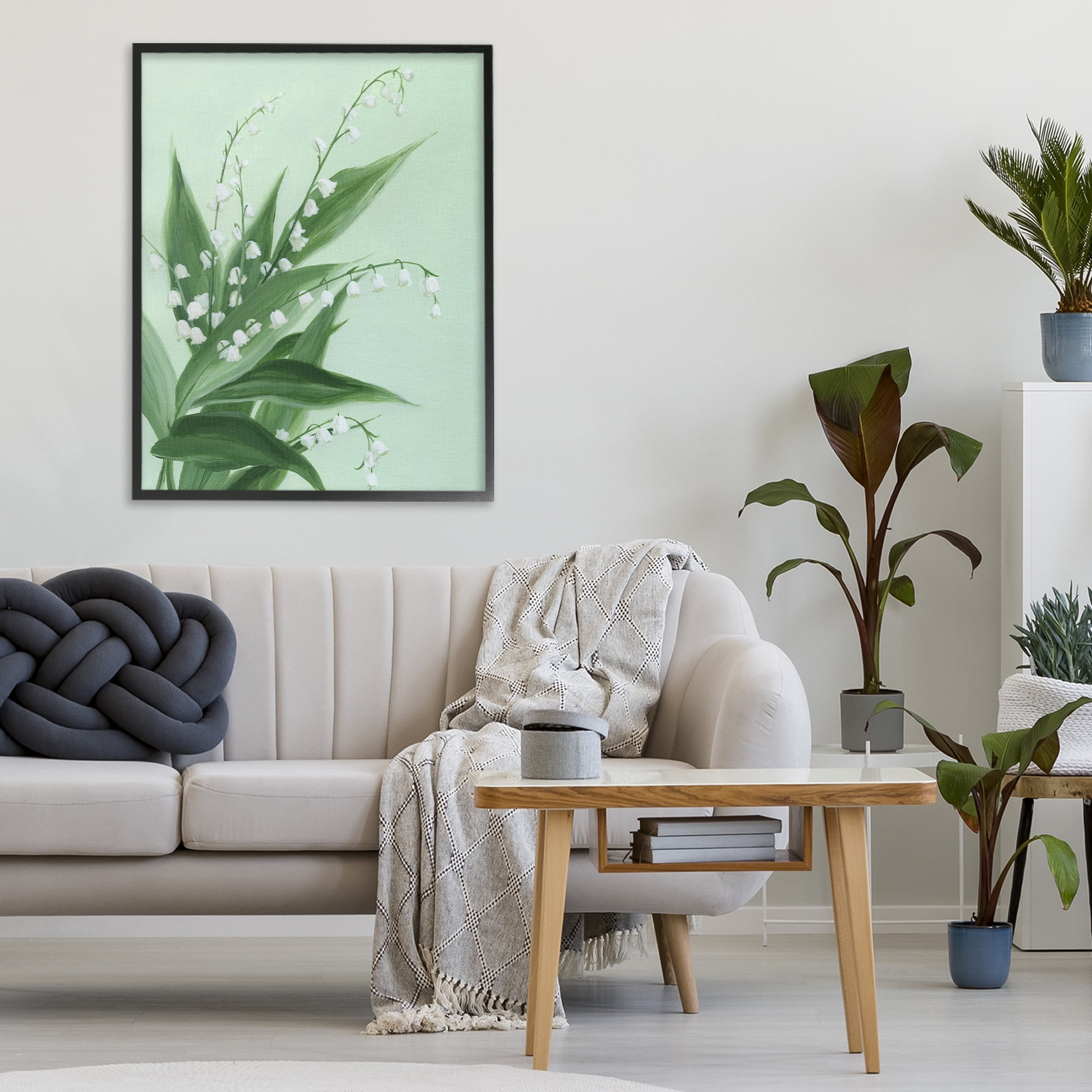 Stupell Industries Verdant Lily Of Valley Black Framed Giclee Art, design by Grace Popp