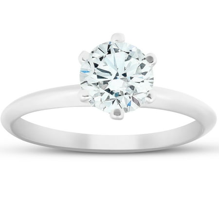 G-H SI 1 Carat Round Solitaire  Diamond Engagement Ring 14K White (Best 1 Carat Engagement Ring)