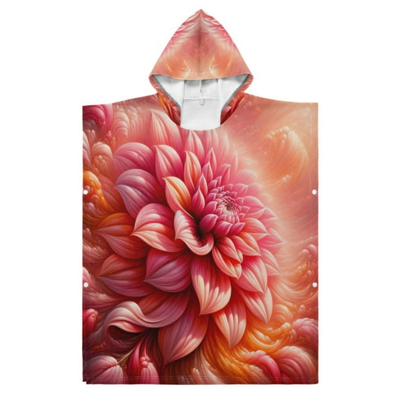 Kid Hooded Beach Towel Bath Poncho Towels Soft Absorbent Quick Dry for Boy Girl Beautiful Dahlia Flower S