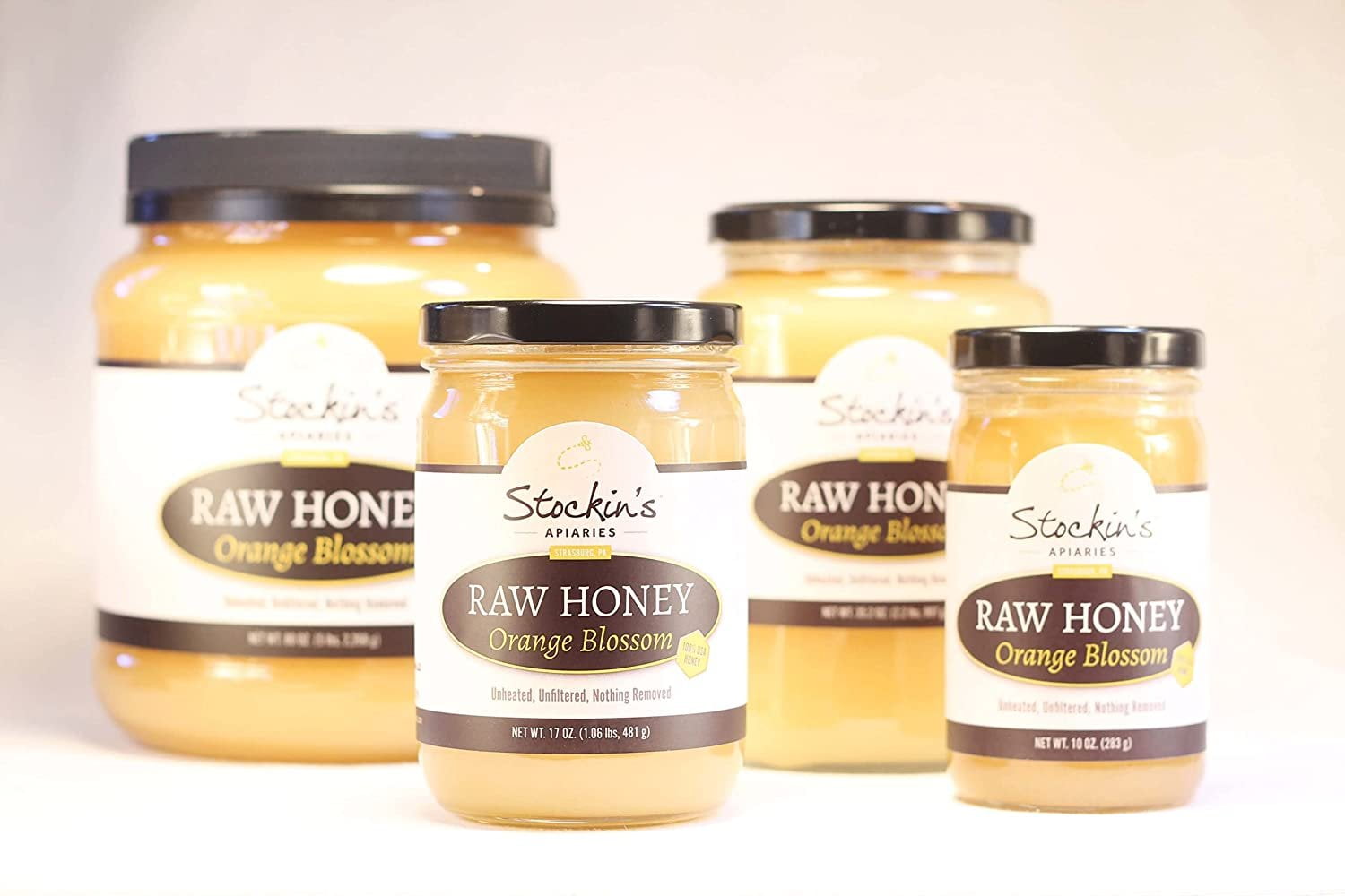 Stockin's Apiaries Raw Orange Blossom Honey, Unheated, Unfiltered, & Nutritious, 10 Oz.