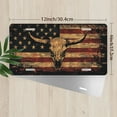thumbnail image 2 of License Plate, Longhorn Skull on American Flag Decorative Front,Personalized Stainless Steel License Plate Cover For Men Women,12.2" X 6.2", 2 of 6
