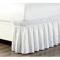 - Wrap Around 21 inch Long Fall White Ruffled Elastic Solid Bed Skirt Fits All Queen, King and Cal King Size Bedding High Thread Count Microfiber Dust Ruffle, Soft & Wrinkle Free.