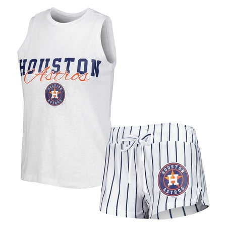 Women s Concepts Sport White Houston Astros Reel Pinstripe Tank Top & Shorts Sleep Set