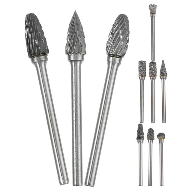 Luxshiny 10Pcs Rotary Burr Set Metal Deburring and Polishing Bits Compatible with Various Power Tools