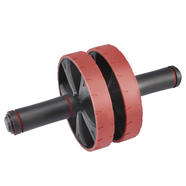 Rodillo de ejercicio abdominal con estera rueda abdominal para gimnasio oficina (negro rojo)