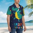 thumbnail image 5 of Xecao Dinosau Space Explorer print Hawaiian shirt - a stylish short-sleeve button-down for men, perfect for casual beach and tropical outings., 5 of 9