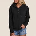 thumbnail image 2 of Godom Women's Hoodies Casual Long Sleeve Half Button Drop Shoulder Pullover Tops Loose Drawstring Hooded Sweatshirt, 2 of 7