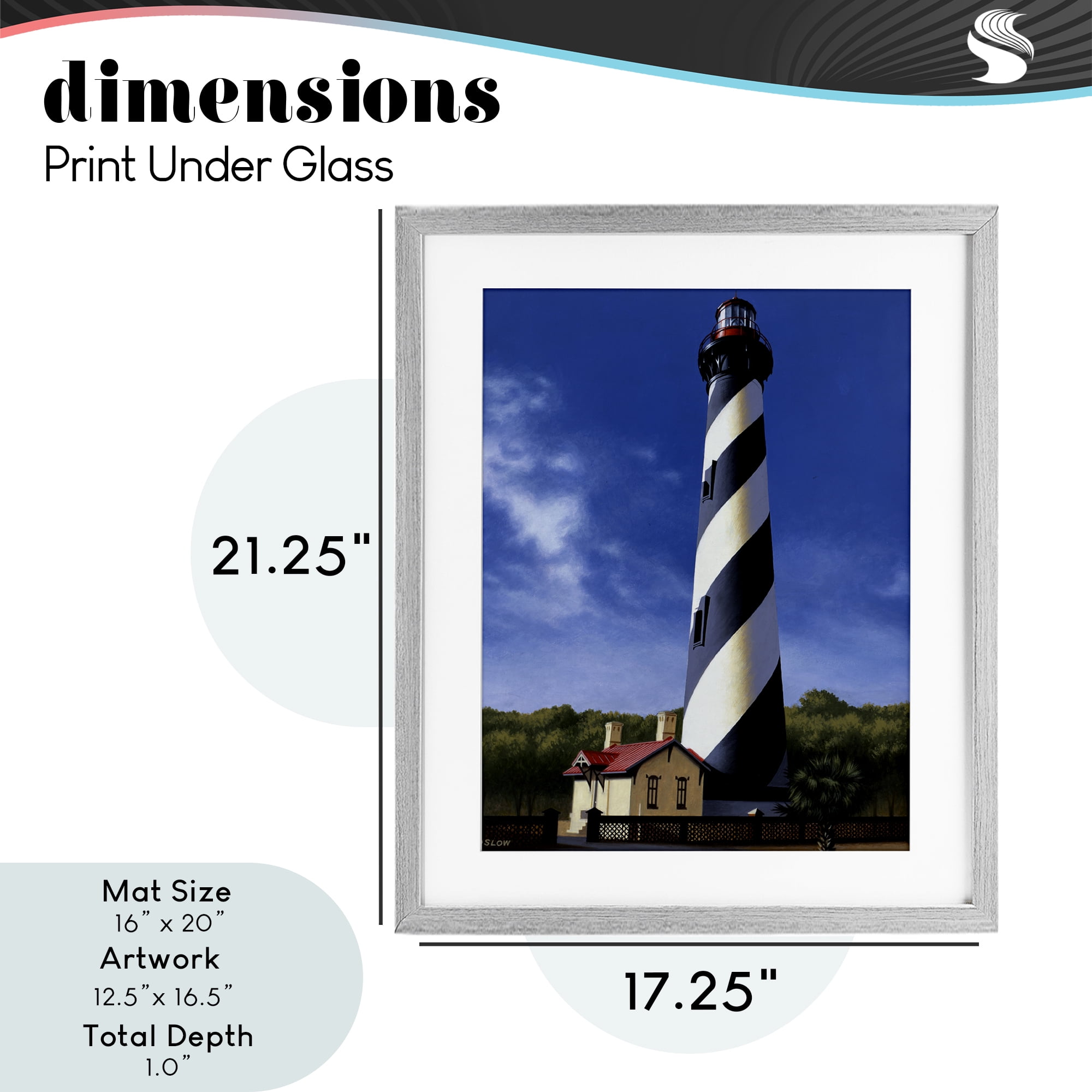 St. Augustine Lighthouse Gray Framed Print Under Glass, design by Wind River Studios