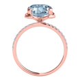 thumbnail image 4 of Mauli Jewels Rings for Women 2.35 Carat.Twt Cushion Shape Aquamarine Diamond Ring 4 Prong 10K Rose Gold, 4 of 7