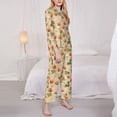 thumbnail image 3 of Fuzoiu Floral Strawberr Print Women's Long-Sleeved Pajama,Lounge Button Down Nightwear,Womens Notch Collar Pajama Set-Medium, 3 of 7