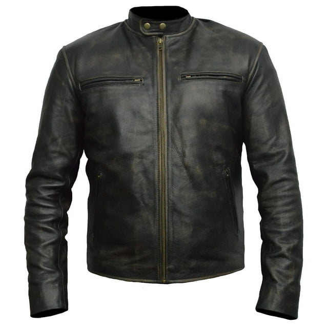 Vintage Brown Leather Jacket Mens Cafe Racer Leather Jacket Brown Leather Motorcycle Jacket Vintage Leather Jacket Brown Leather Moto Jacket size XXXS
