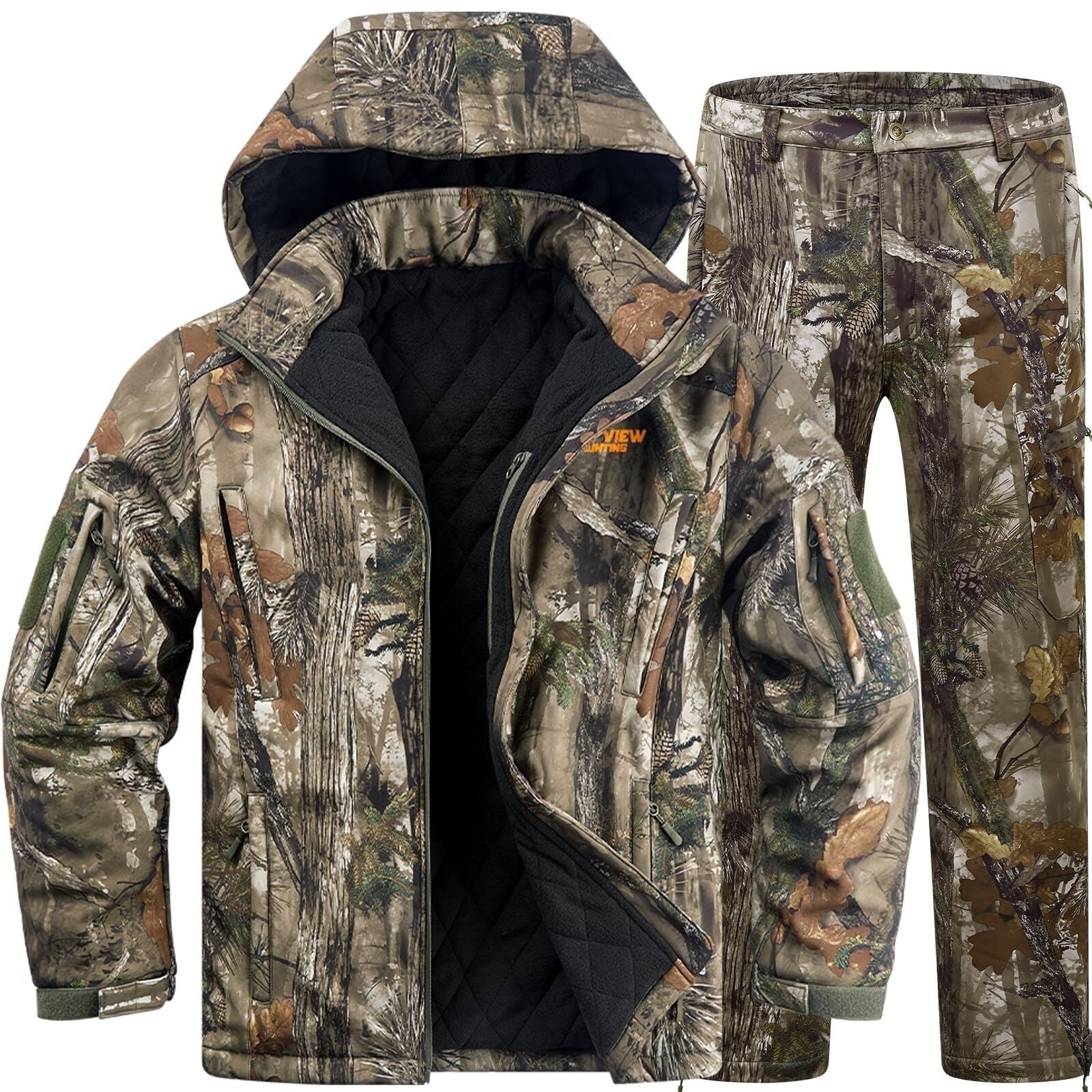 NEW VIEW Insulated Hunting Clothes for Men Cold Weather Warm Camo Hunting Jacket and Pants Hunting Suit for Deer Duck Hunts
