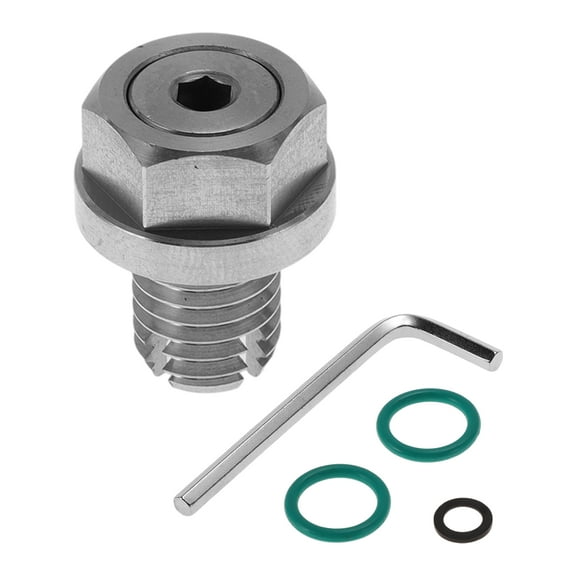 Unique Bargains M12.1x1.75 Oil Drain Plug Stainless Steel Oil Pan Drain Bolt Screw Thread Repair 1 x drain plug 1 x hex wrench 2 x green washers 1 x black washer