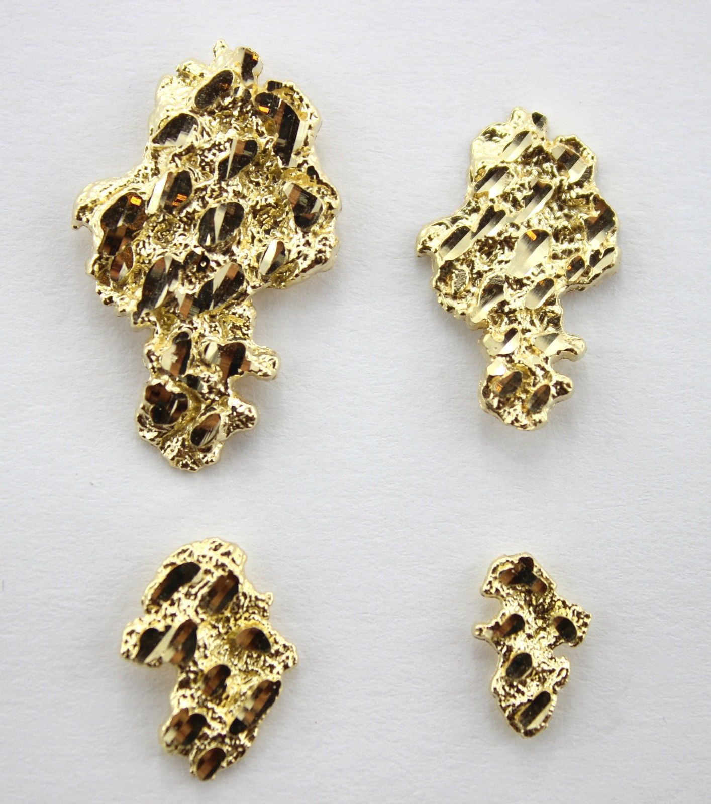 Men's 10k Yellow Gold Nugget Earrings 0.75 inch 