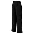 thumbnail image 3 of AherBiu Juniors Cargo Pants for Women Elastic Waisted Straight Leg Hiking Casual Loose Fitted Work Cargos with Multi Pockets(Large,Black), 3 of 7