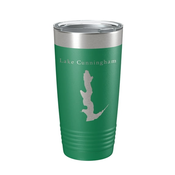 Lake Glenn Cunningham Map Tumbler Travel Mug Insulated Laser Engraved Coffee Cup Nebraska 20 oz Green