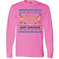 thumbnail image 3 of Inktastic Happy Hanukkah Sweater Style Design with Menorah and Dreidel Long Sleeve T-Shirt, 3 of 5