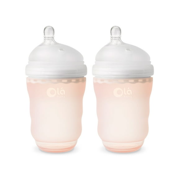 Olababy GentleBottle, Silicone Baby Bottle - 8oz, Coral 2-Pack